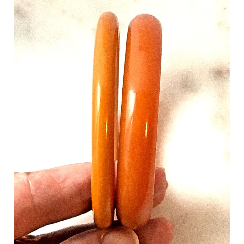 Vintage Bakelite Bangles Butterscotch MCM Bracelets Stackable Set Tested Sz 7.5" - Picture 3 of 4